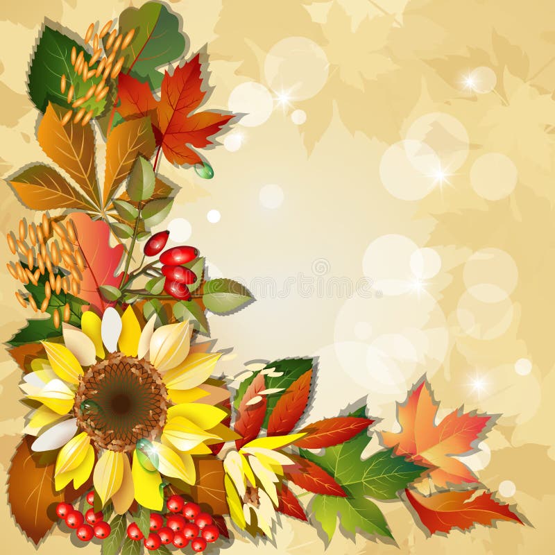 Autumn background with sunflower stock illustration Autumn background with sunflower stock illustration