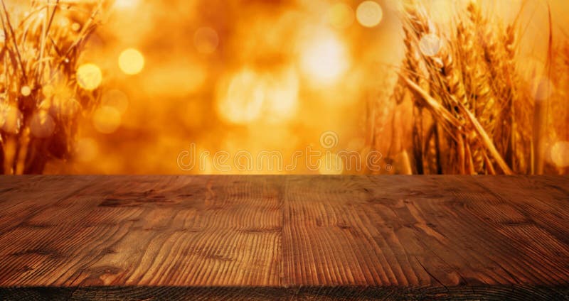 Autumn background for thanksgiving with table