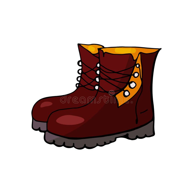 Vector Cartoon Brown Rubber Boots Isolated Stock Vector - Illustration ...