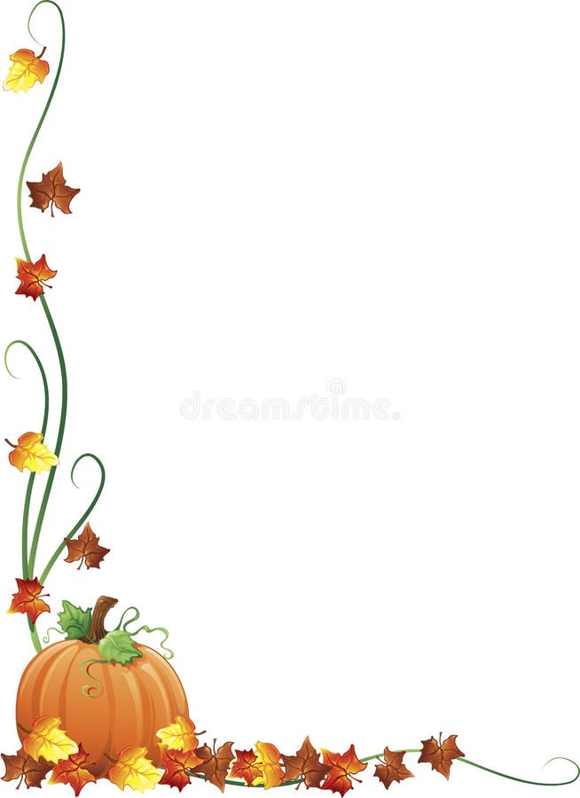 Illustrazione di caduta foglie e una zucca di confine design.