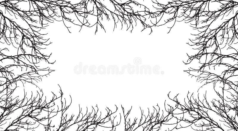 Branches of Trees Painted with Watercolors on White Background. Stock ...