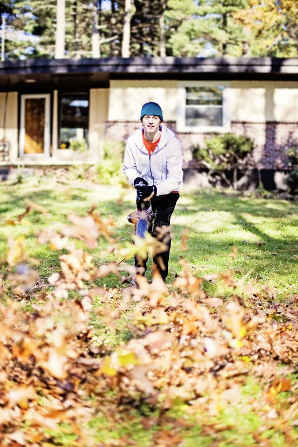 Teenager Using Leaf Blower Stock Photos - Free & Royalty-Free Stock ...