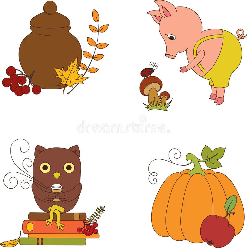 Autumn clip-art. stock vector. Image of funny, seasonal - 33661961