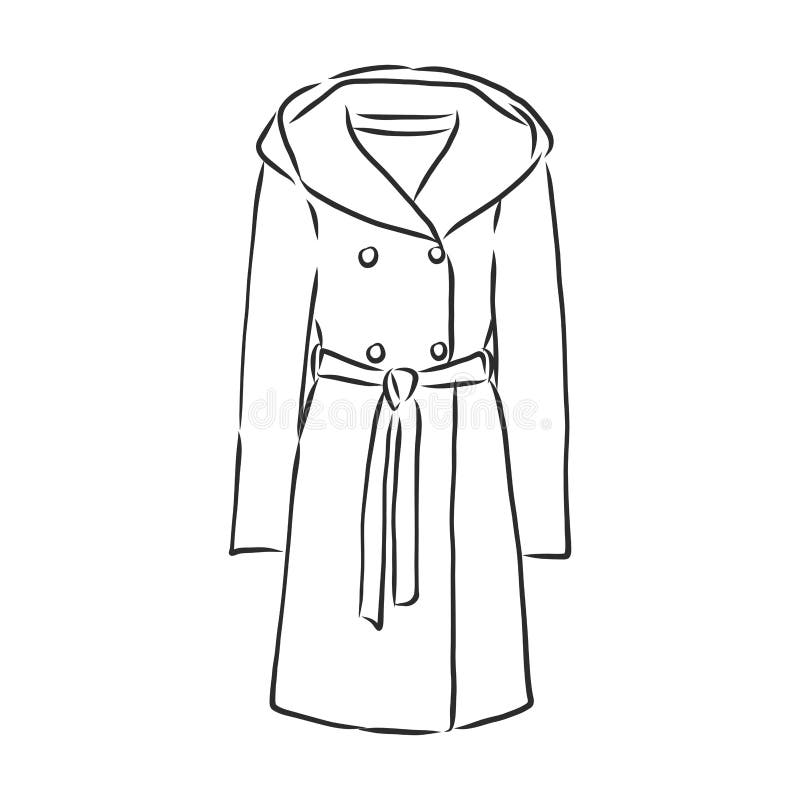 Autumn coat hand drawn raincoat sketch design Vector Image