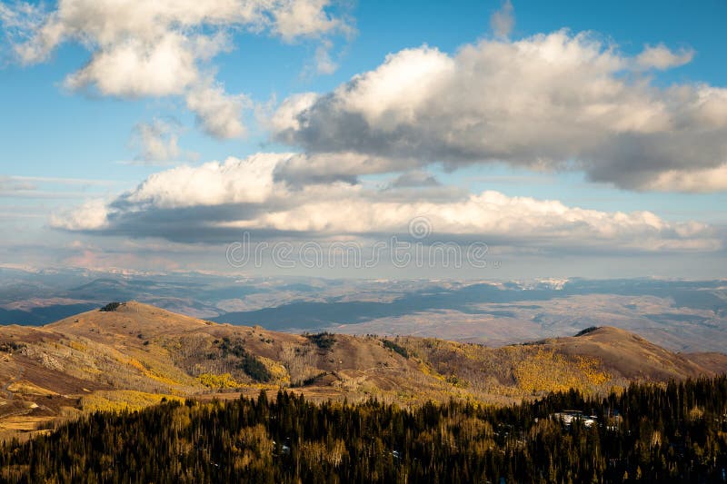 Autumn colors , clouds and mountains near Park City, Utah. royalty free stock photography Autumn colors , clouds and mountains near Park City, Utah. royalty free stock photography