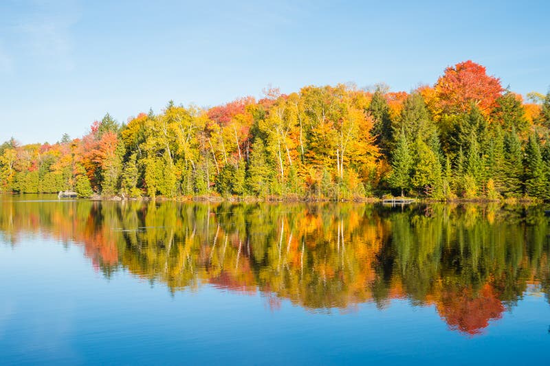 Autumn Colors in Quebec, Canada Stock Image - Image of lake, october