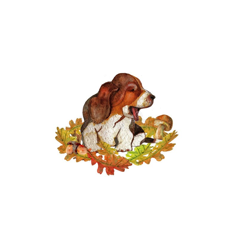 Autumn composition with dog beautiful leaves royalty free illustration Autumn composition with dog beautiful leaves royalty free illustration