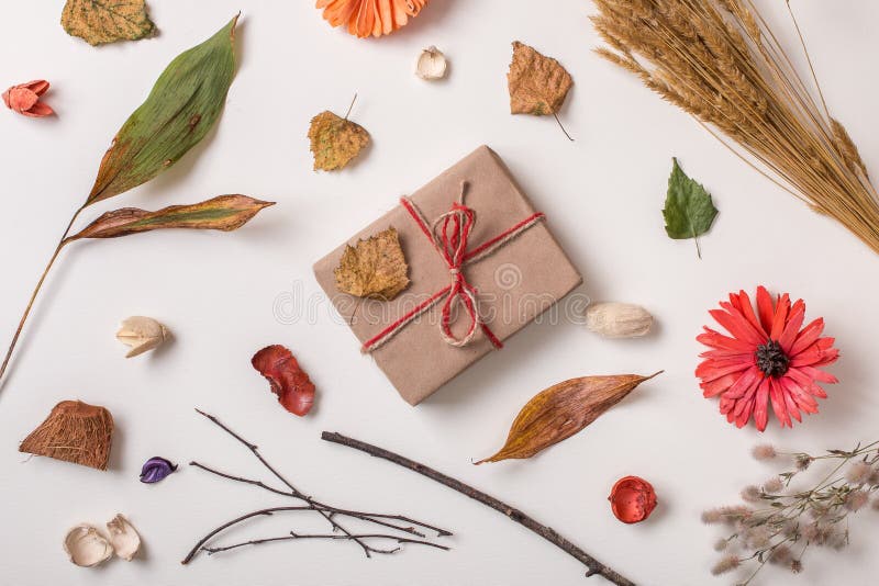 Autumn creative set with craft gift