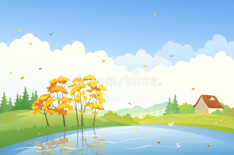 Autumn day scene stock vector. Illustration of beauty - 44168928
