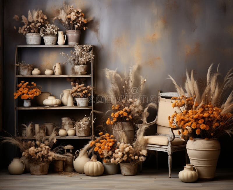 Autumn decor in a dark key, luxury autumn decor background