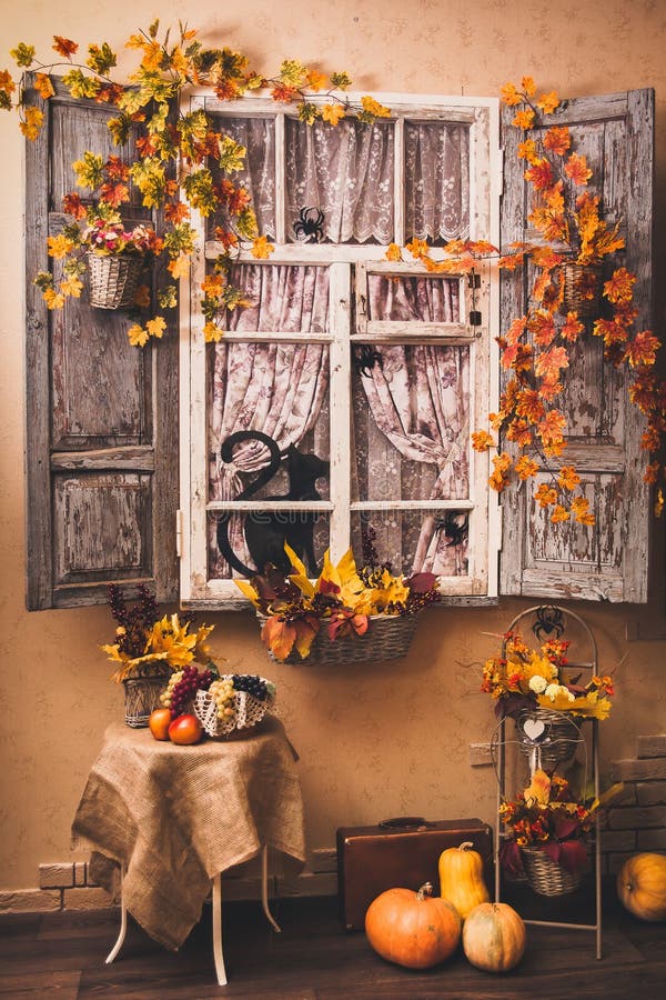 Autumn decorated patio.