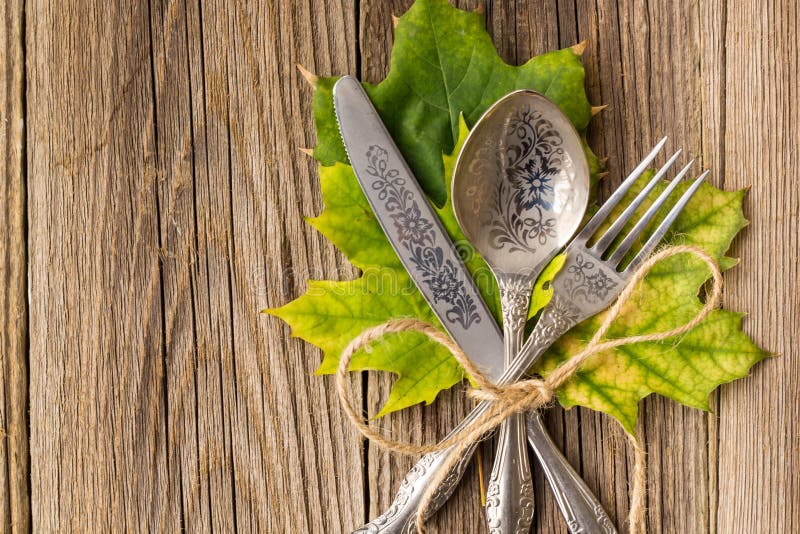 Autumn Dinner Place Setting for Thanksgiving Holiday with Colorful ...