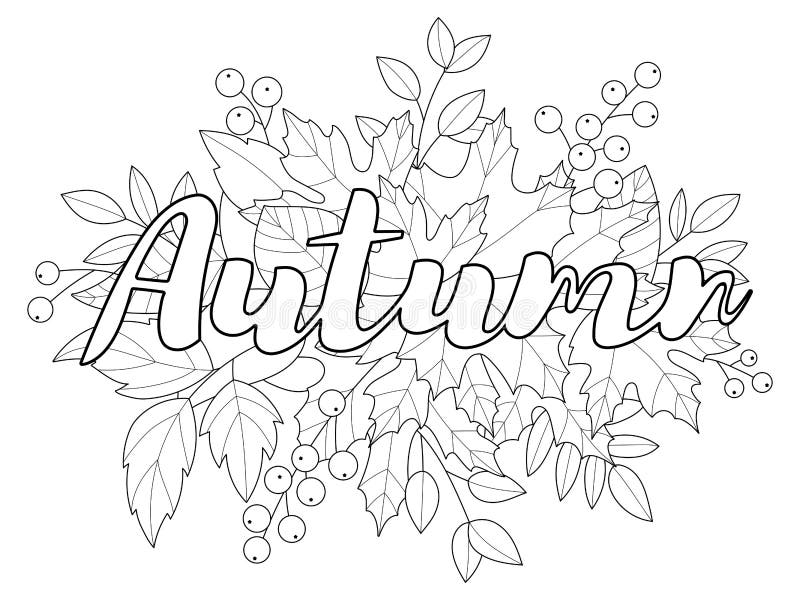 Autumn Doodle Hand-drawn Page with Outlines, Art Therapy, Isolated on ...