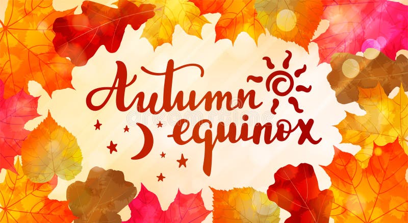 Autumn equinox - handwritten lettering quote.