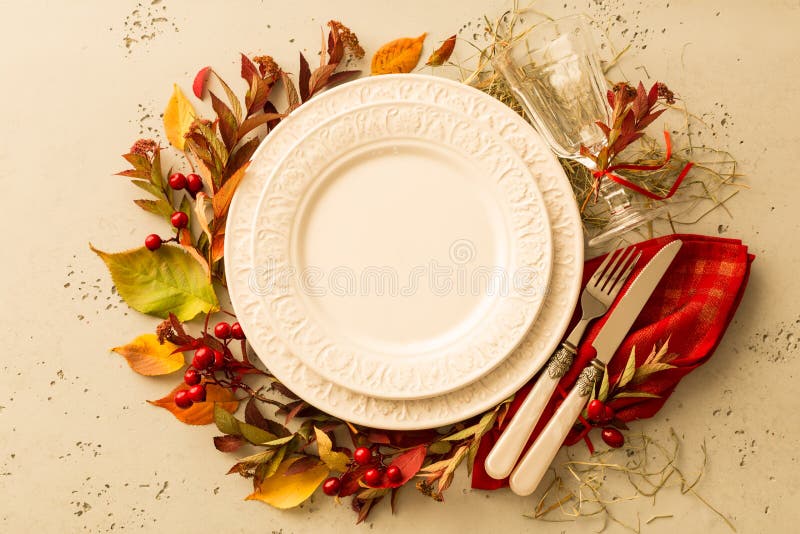 Autumn fall or thanksgiving table setting design