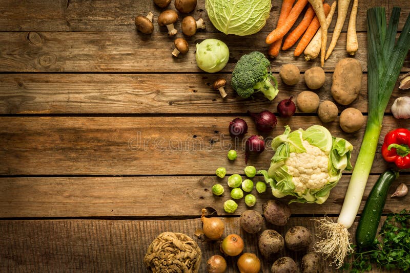Autumn fall vegetables on vintage wooden background stock photo Autumn fall vegetables on vintage wooden background stock photo