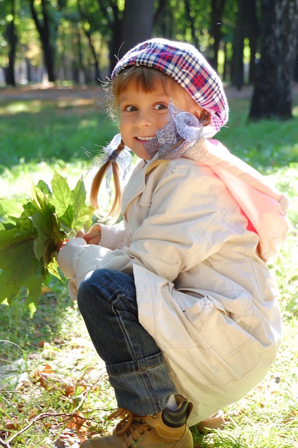 Autumn fashion leaves child