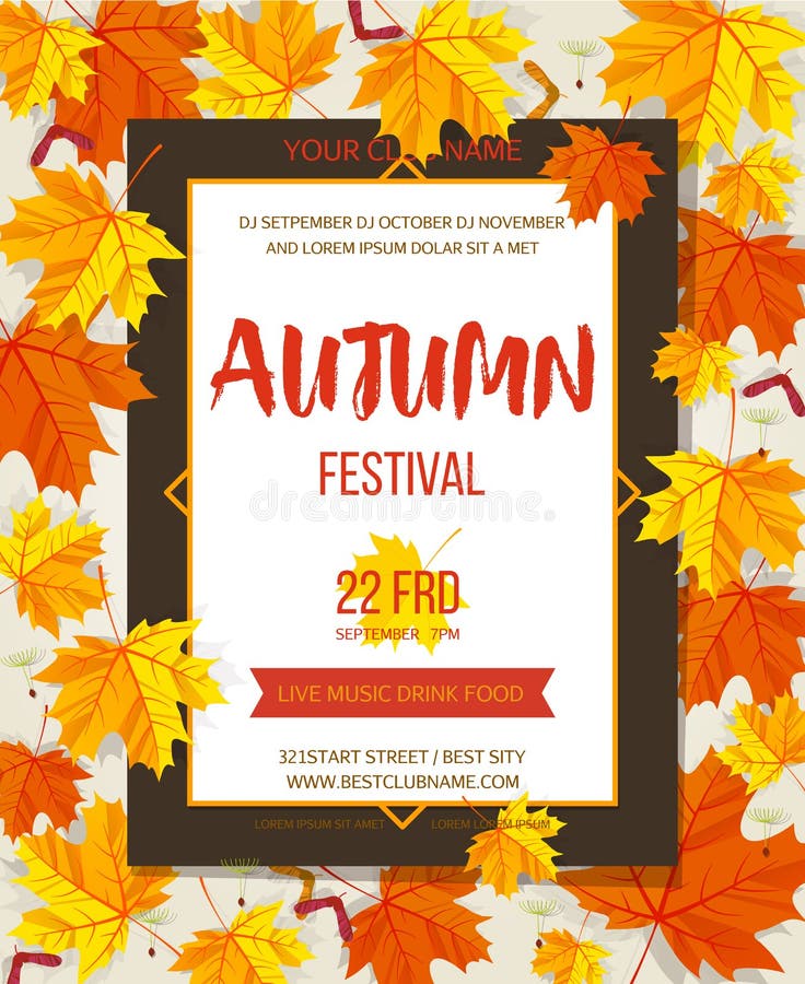 Autumn festival background. Invitation banner with fall leaves. Vector illustration royalty free illustration Autumn festival background. Invitation banner with fall leaves. Vector illustration royalty free illustration