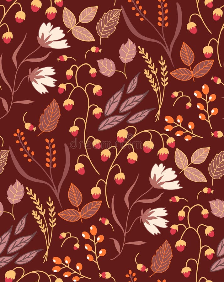 Autumn floral seamless pattern Fall autumn leaves royalty free illustration Autumn floral seamless pattern Fall autumn leaves royalty free illustration