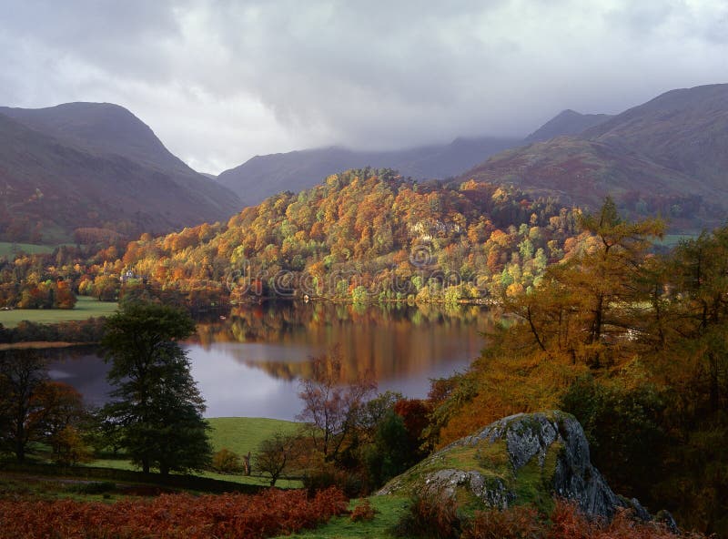 Autumn foliage, Hall bank, Lake district royalty free stock photo