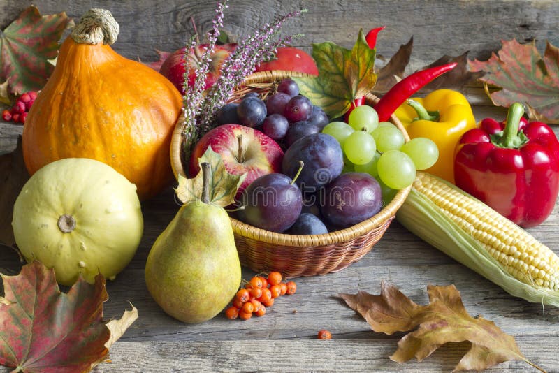 Autumn fruits and vegetables abstract still life