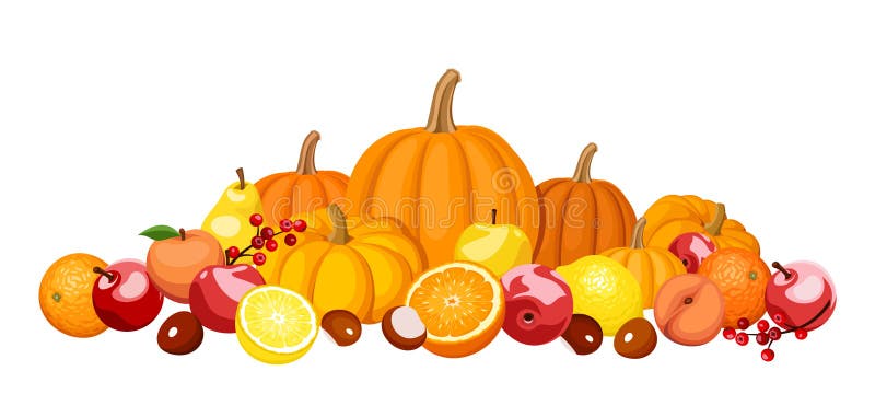 Autumn fruits and vegetables.