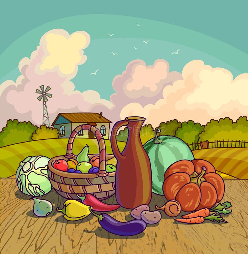 Autumn harvesting. Vector illustration of group of many fruit and vegetable vector illustration Autumn harvesting. Vector illustration of group of many fruit and vegetable vector illustration