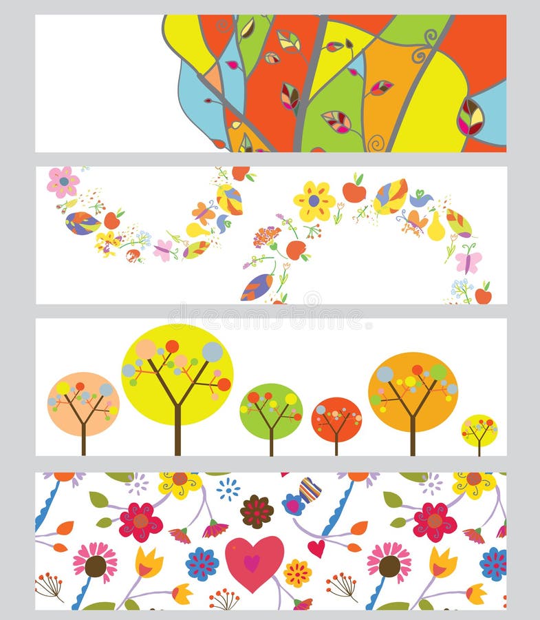 Autumn horizontal banners set vector illustration