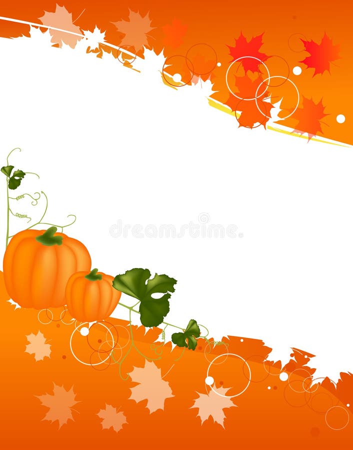 Autumn illustration with orange pumpkins and leaves. Autumn border fall halloween leaves pumpkins vectors