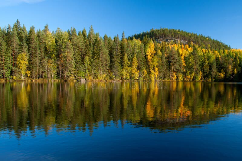 Autumn on lake stock photos