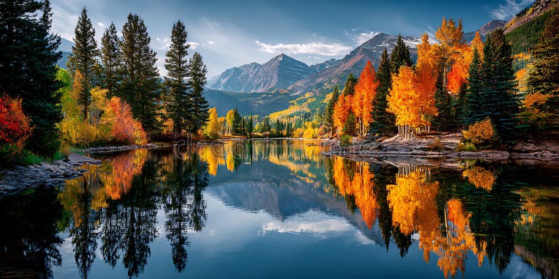 Autumn Lake Reflection A Stunning Nature Scene royalty-vrije illustratie