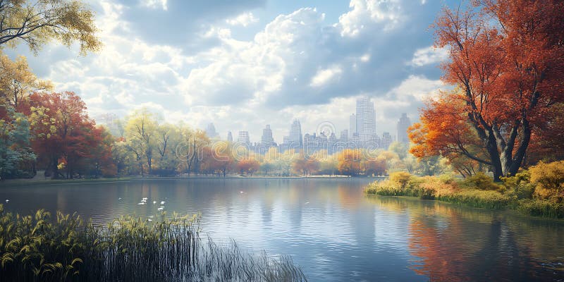 Autumn Lake Serene - Afvallandschapsfotografie royalty-vrije illustratie