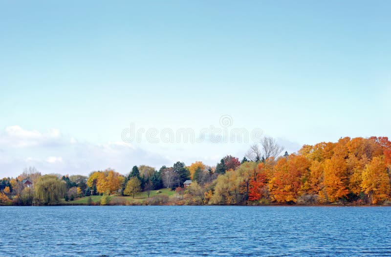 Autumn lake view royalty free stock photography