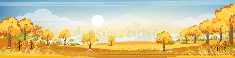 Autumnal Wonderland Landscape of a Green Hill Stock Illustration -  Illustration of land, fall: 159513401