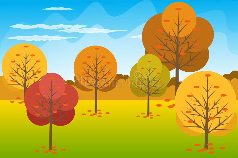 Autumn Landscape Background Vector Illustration Stock Illustrations