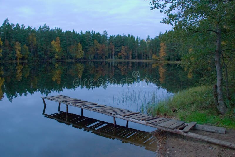 Autumn landscape on lake