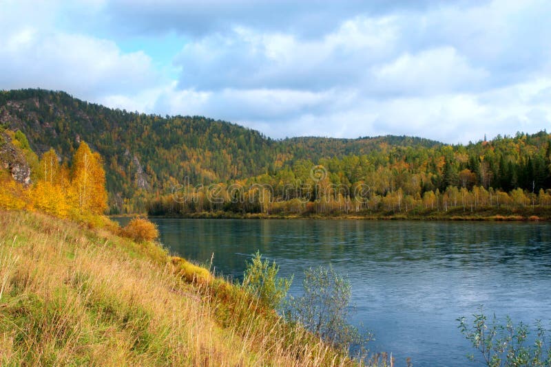 Autumn landscape with river