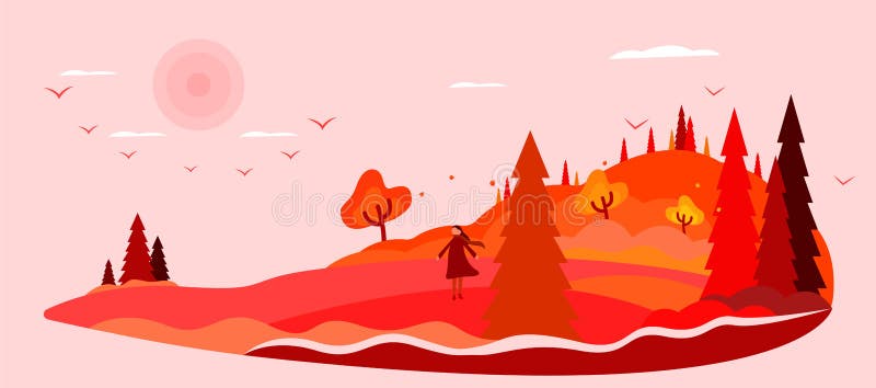 Autumn Landscape Vector Illustration Autumn Vector Illustration Stock