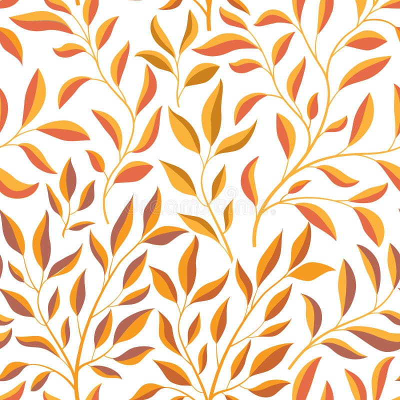 Autumn leaves branch seamless pattern. Fall leaf floral ornamental tile background. Fall nature backdrop