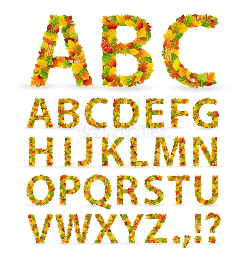 Autumn Leaves font vector illustration