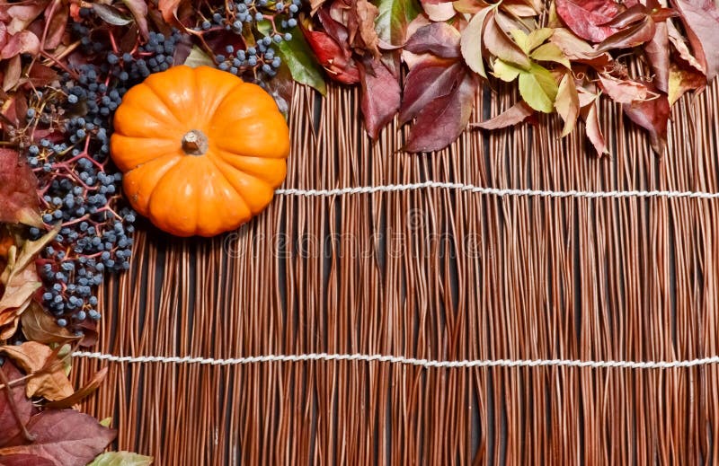 Autumn leaves over wood