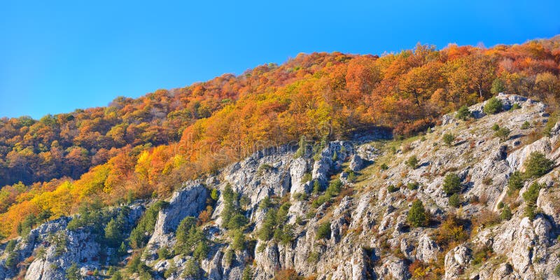 Autumn mountain cascade