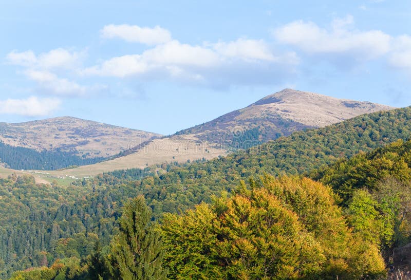 Autumn mountain hill view