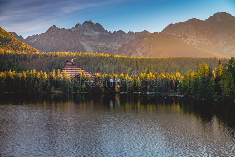 Autumn mountain and Strbske pleso lake in High Tatras, Slovakia