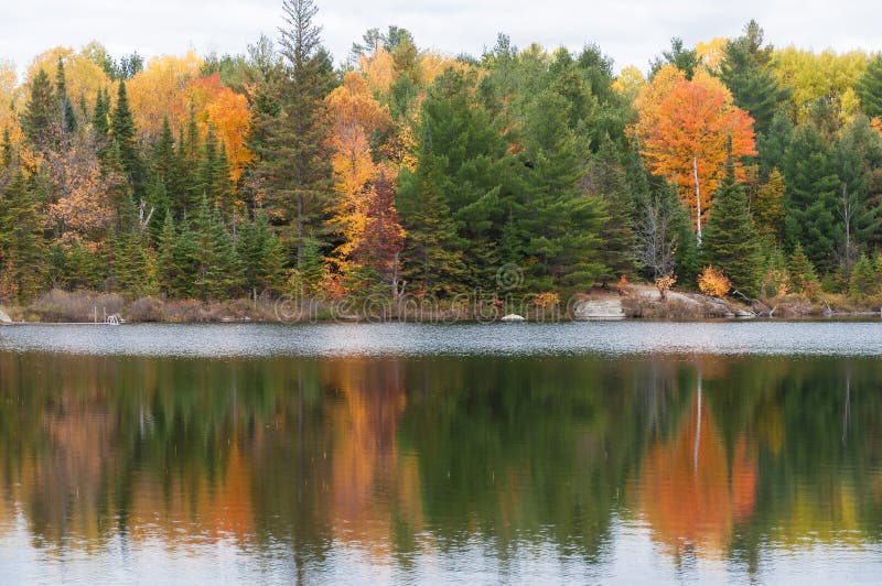 Autumn colors on lake, Ontario Canada