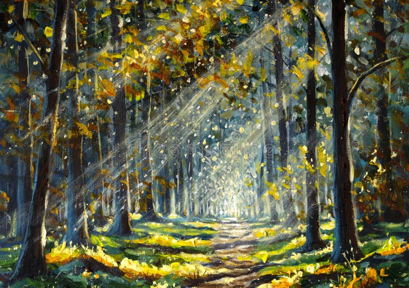 Autumn Original oil painting on canvas sunny park with golden trees and meadow , natural seasonal background Original oil painting on canvas. Autumn Original oil painting on canvas sunny park with golden trees and meadow , natural seasonal background Original oil painting on canvas