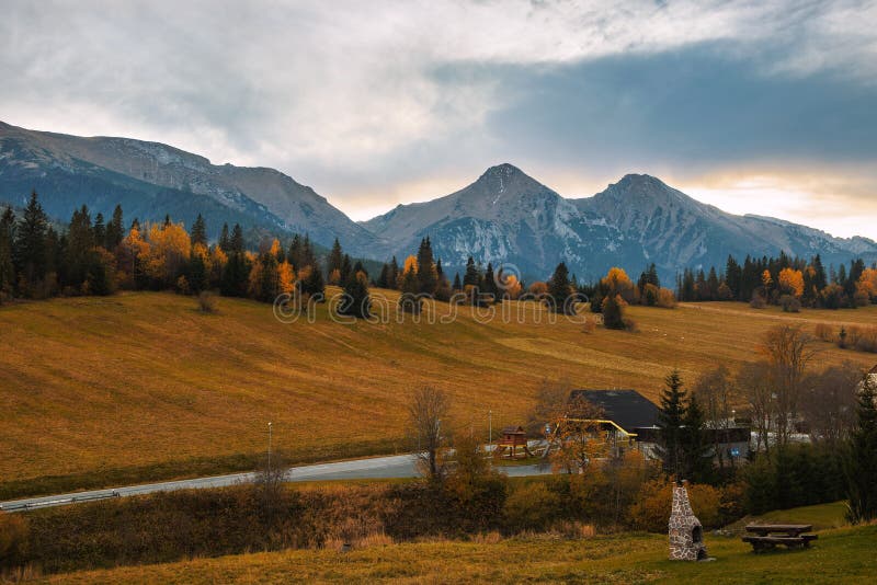 Autumn in High Tatras as seen from the village of Zdiar