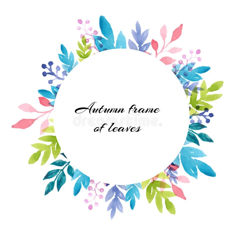 Autumn Pattern With Watercolor Leaves Quadro para o texto Molde com um lugar redondo para o texto ilustração royalty free Autumn Pattern With Watercolor Leaves Quadro para o texto Molde com um lugar redondo para o texto ilustração royalty free