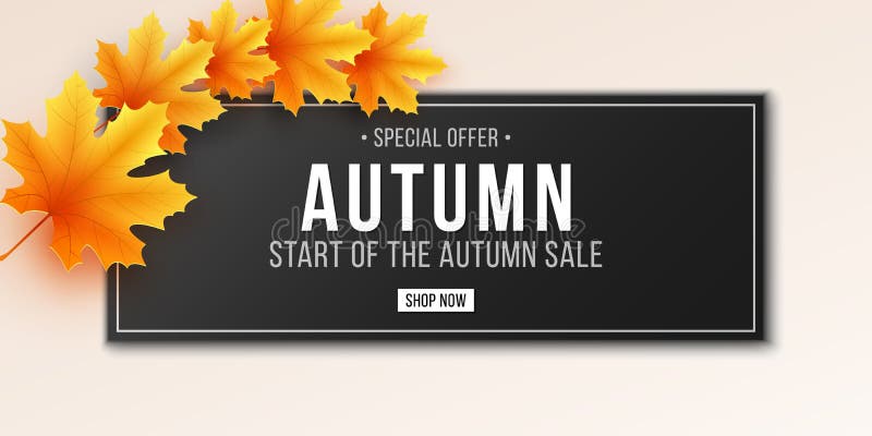 Autumn sale banner. Greeting card. Web banner with lettering. Seasonal poster with autumn leaves. Maple leaf. Seasonal sale. royalty free illustration Autumn sale banner. Greeting card. Web banner with lettering. Seasonal poster with autumn leaves. Maple leaf. Seasonal sale. royalty free illustration