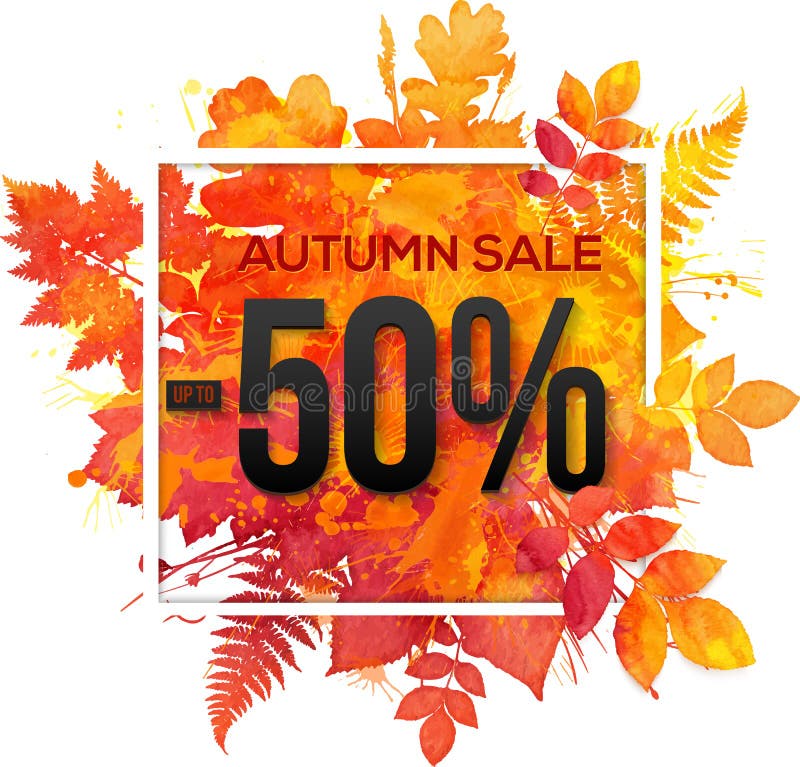 Autumn sale 50 percent discount vector banner